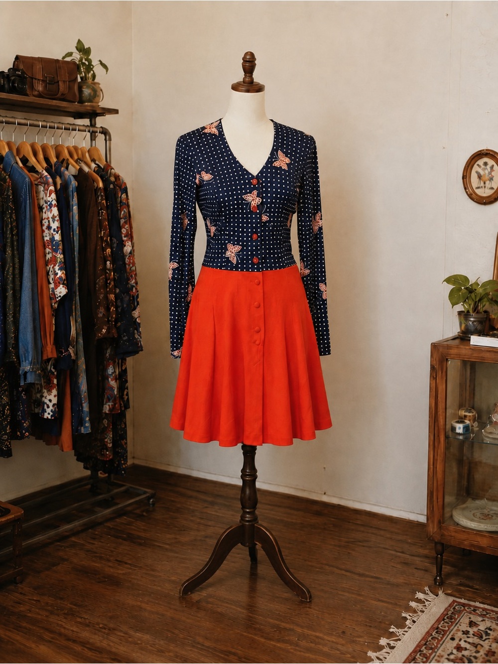 Vintage 70s Young Innocent by Arpeja Dress Butterfly Print Size 9